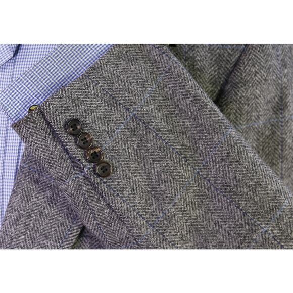 Paul Stuart Vintage 80's Gray Blue Herringbone Tweed 2-Btn Sportcoat Blazer 42R - Picture 6 of 8